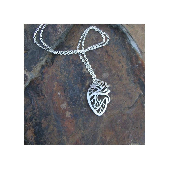 Silver Anatomical Heart Necklace