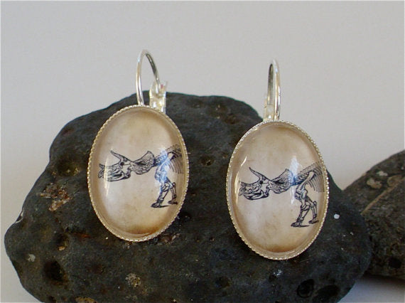 Triceratops Fossil Dangle Earrings