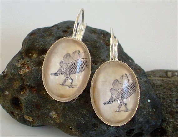 Stegosaurus Fossil Dangle Earrings