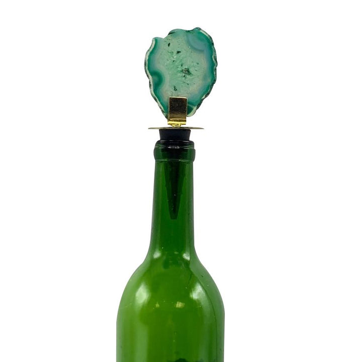 Green Sliced Agate Bottle Stopper