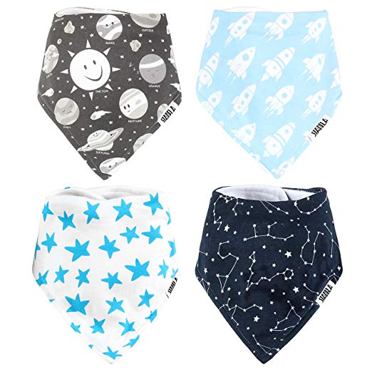 Set of Four Space Adventure Drool Bibs
