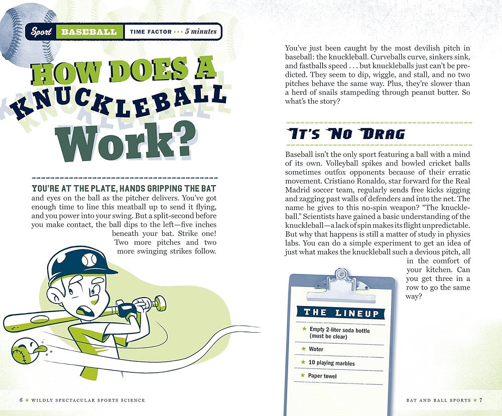 The Book of Wildly Spectacular Sports Science pages
