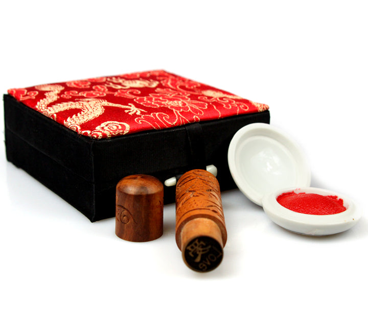 Carved Wood Chop Set Love