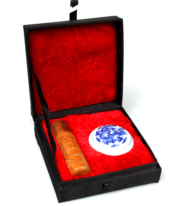 Carved Wood Chop Set Love