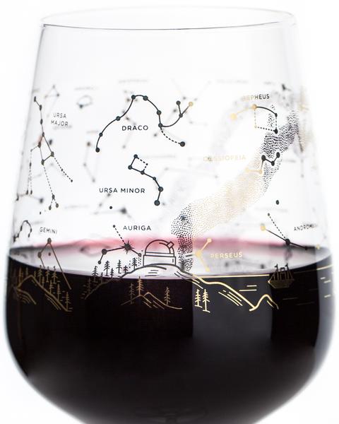 Starry Night Stemmed Wine Glass