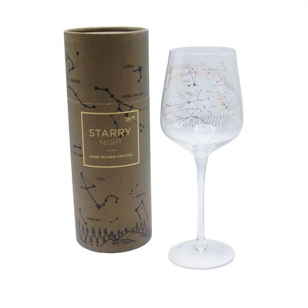 Starry Night Stemmed Wine Glass