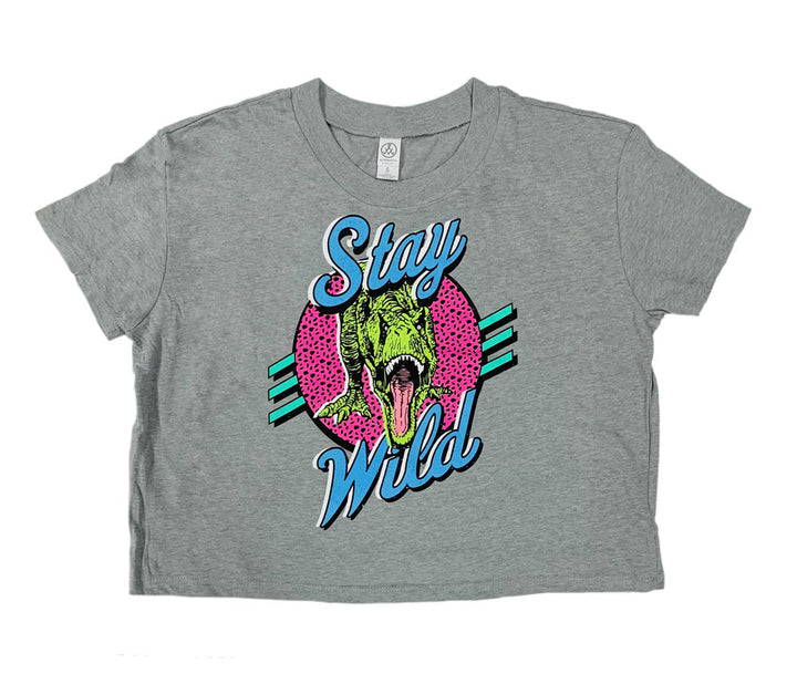 Girl's Stay Wild Dino Cropped T-Shirt