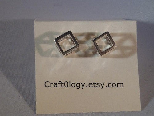 Sterling Silver Cube Earrings
