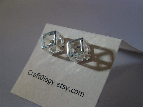 Sterling Silver Cube Earrings