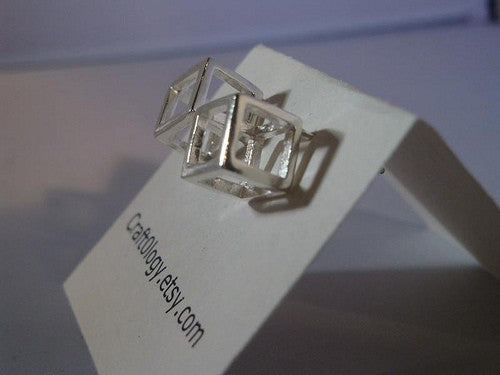 Sterling Silver Cube Earrings