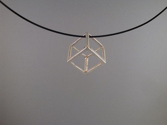 Small Sterling Silver Cube Pendant