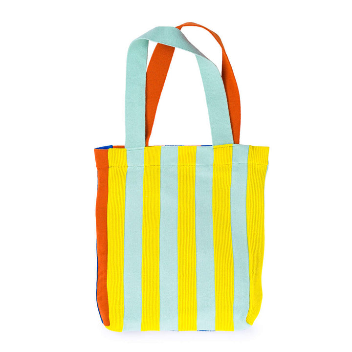 Super Stripe Reversible Knit Tote by Verloop, Jade and Yellow