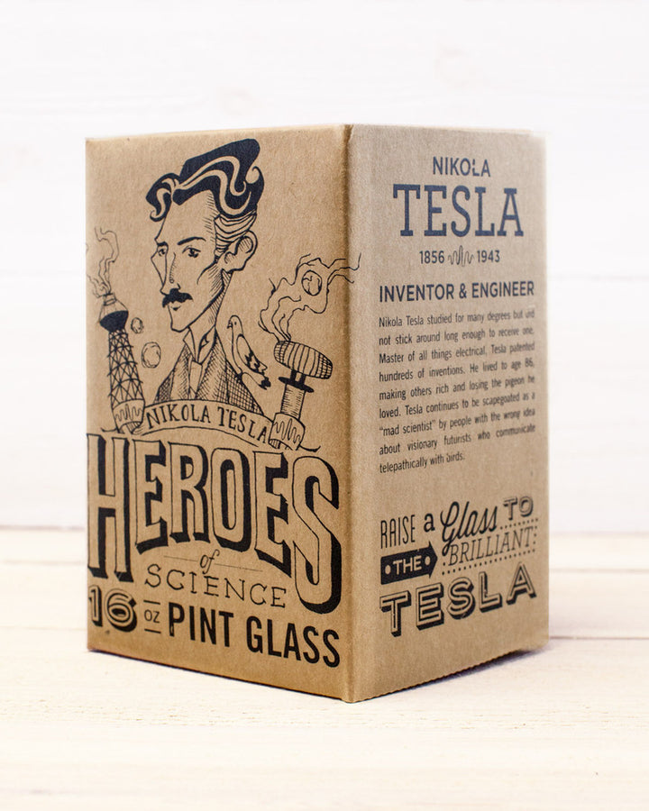 Nikola Tesla Heroes of Science Pint Glass