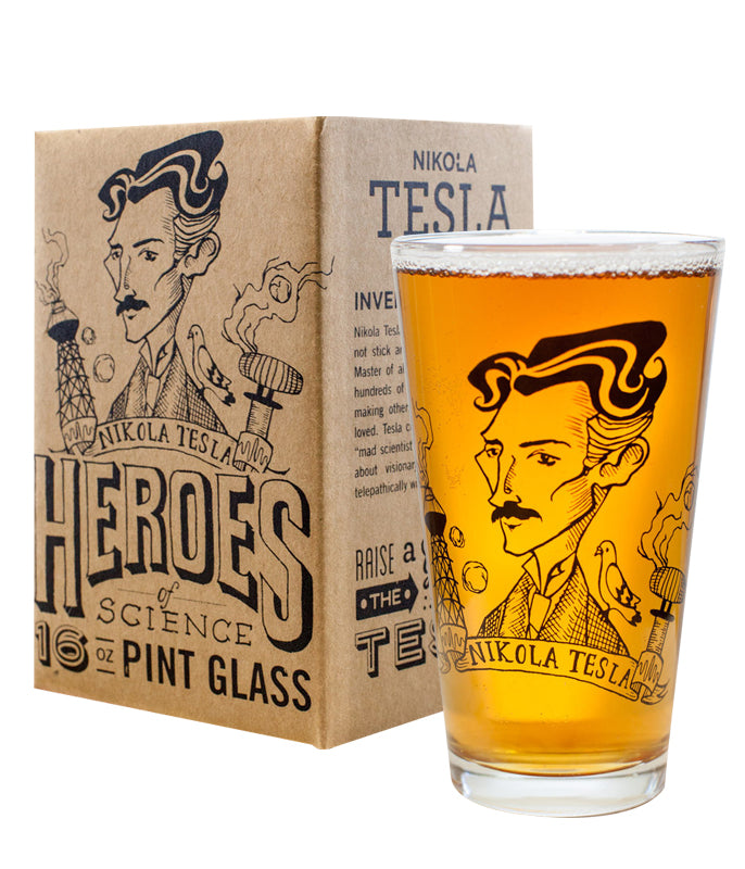 Nikola Tesla Heroes of Science Pint Glass