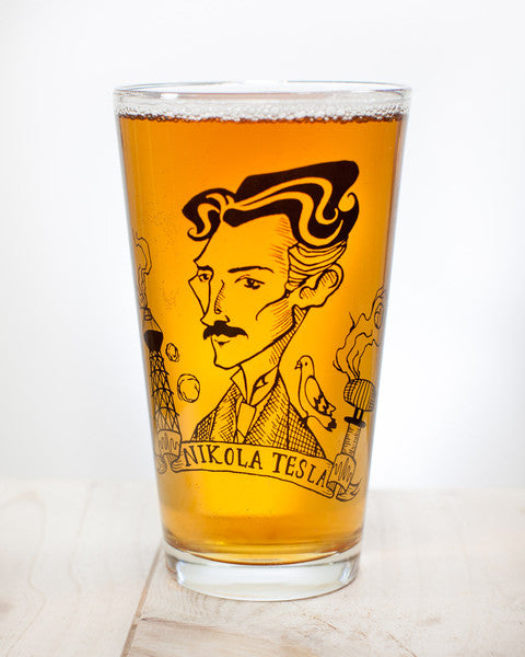 Nikola Tesla Heroes of Science Pint Glass