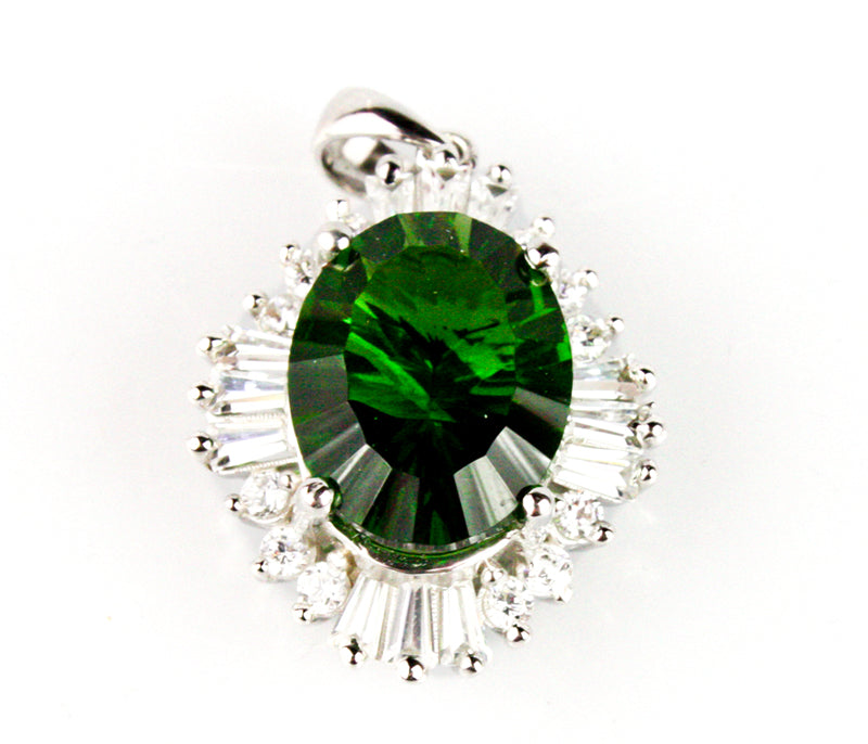 Helenite Oval Starburst-Cut Pendant