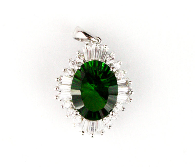 Helenite Oval Starburst-Cut Pendant