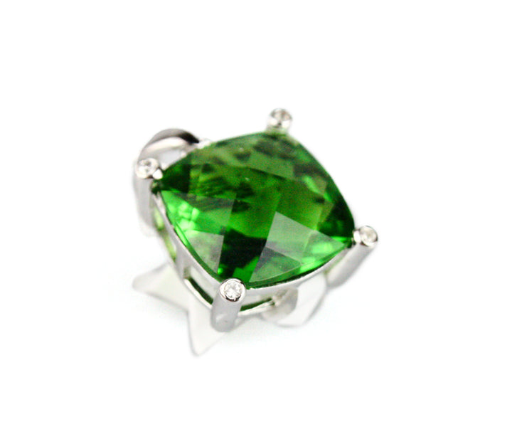 Helenite Solitaire Square Pendent