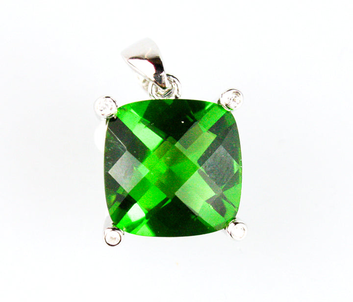 Helenite Solitaire Square Pendent