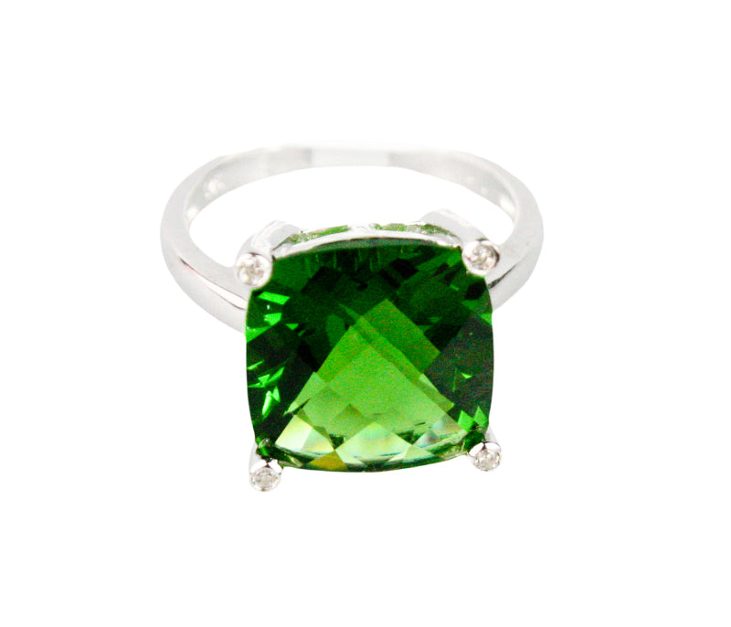 Forest Green Helenite Square Ring
