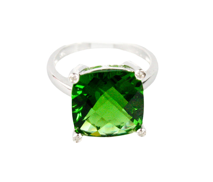 Forest Green Helenite Square Ring