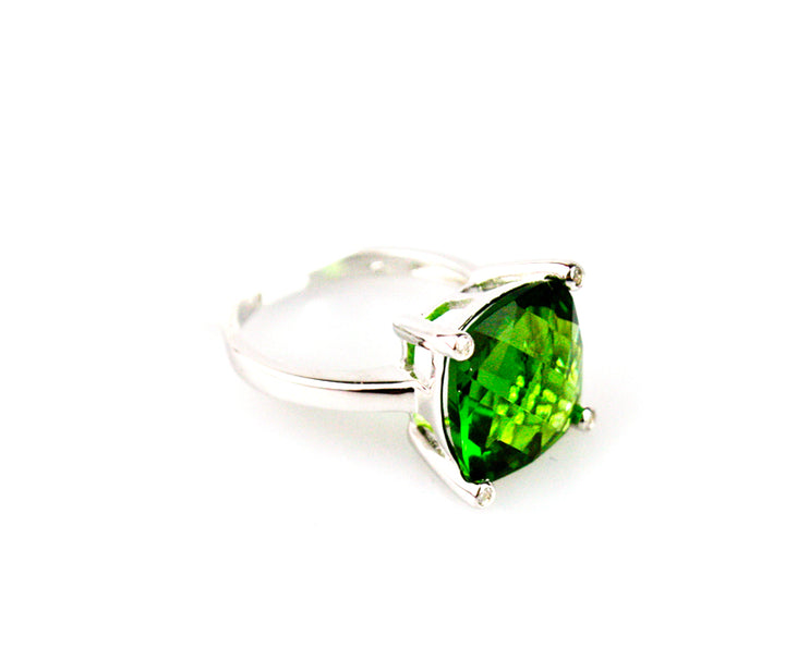 Forest Green Helenite Square Ring