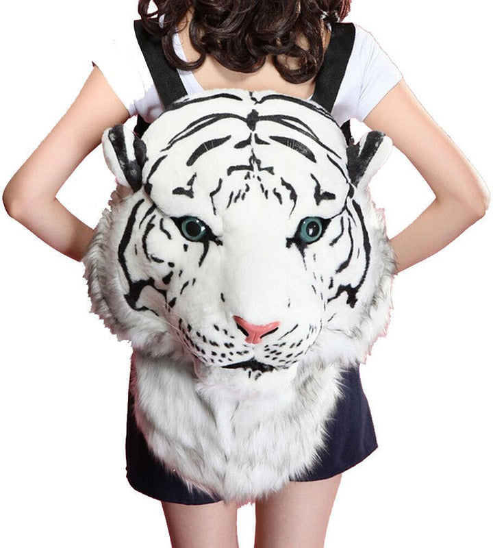 Plush Jumbo White Tiger Head Backpack