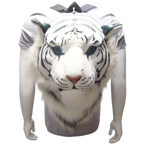 Plush Jumbo White Tiger Head Backpack