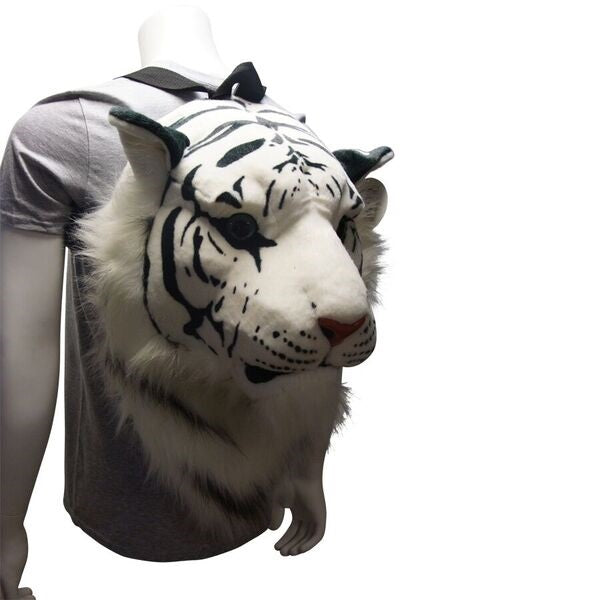 Plush Jumbo White Tiger Head Backpack