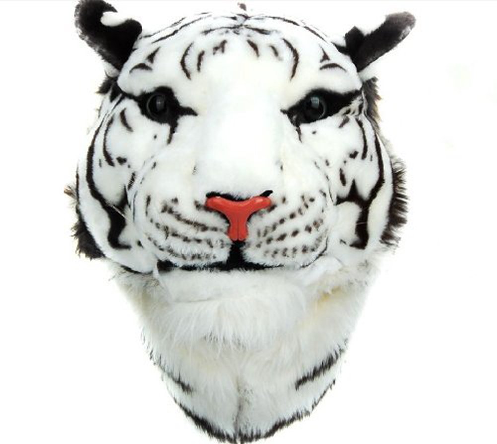 Plush Jumbo White Tiger Head Backpack