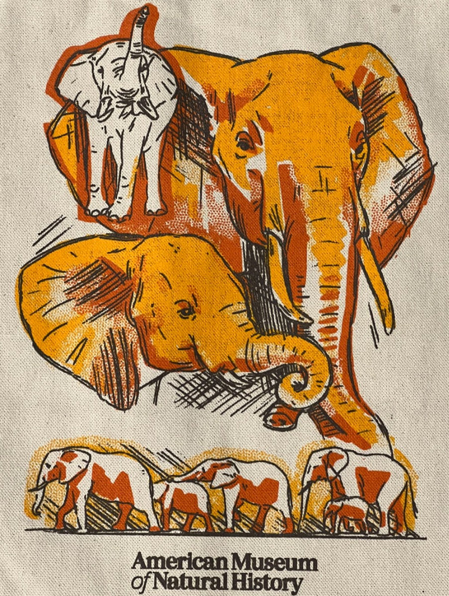 Jumbo Canvas AMNH Elephants Tote Bag closeup