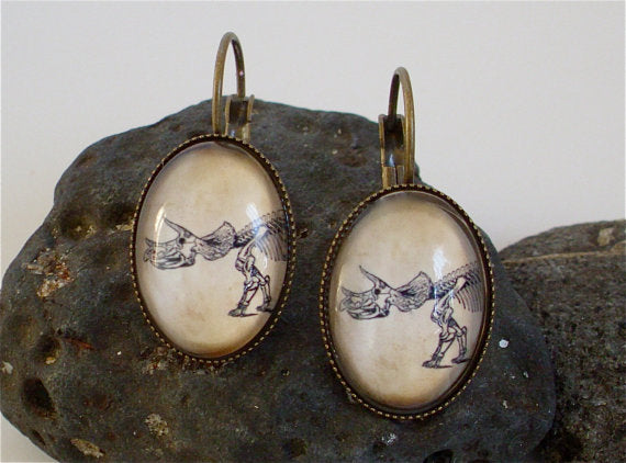 Triceratops Fossil Dangle Earrings