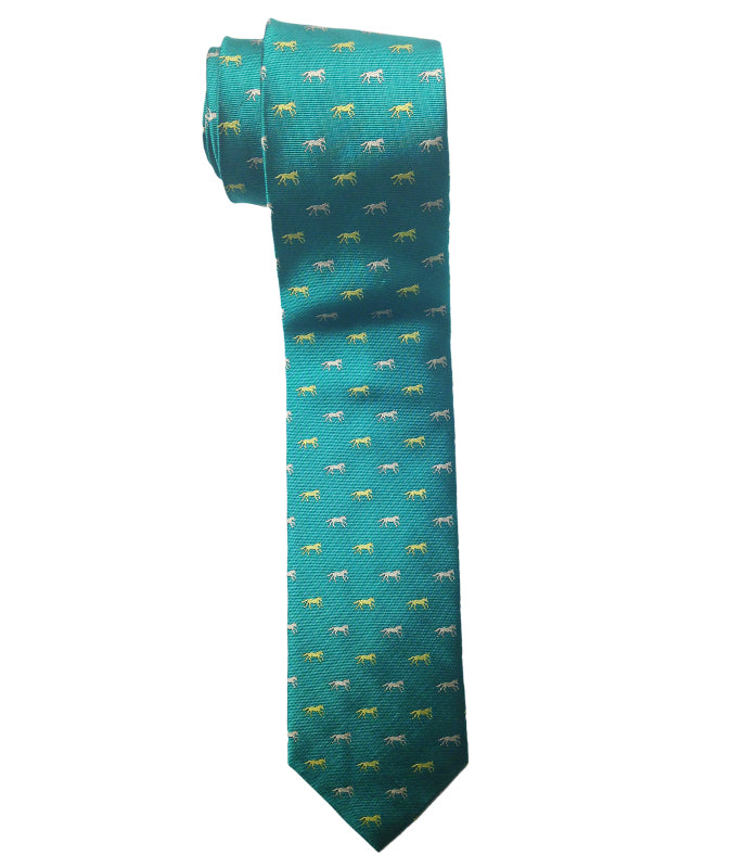 Turquoise Horses Silk Tie