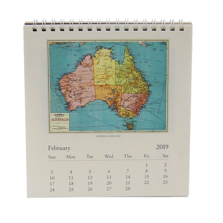 2019 Vintage Maps Desk Calendar