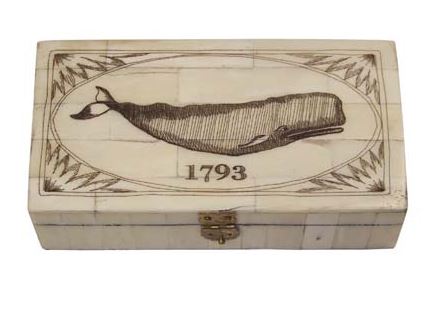 1793 Scrimshaw Whale Bone Box