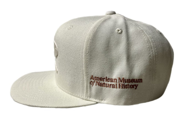Adult AMNH Cream Flat Brim  Dino Skull Cap Side