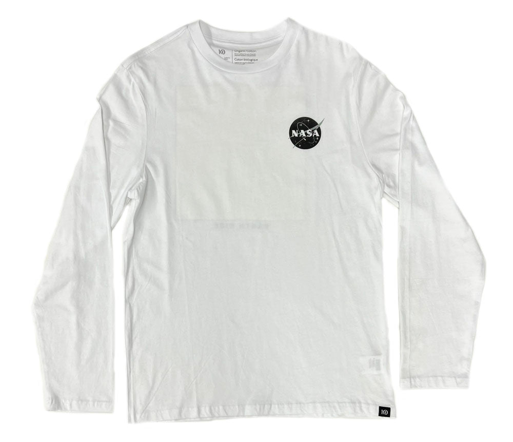 White LS Unisex NASA Earth Rise T-Shirt Front