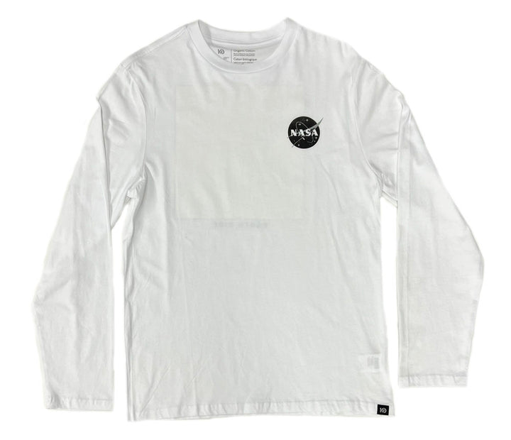 White LS Unisex NASA Earth Rise T-Shirt Front