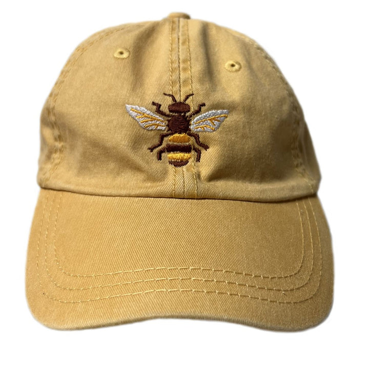 Adult Mustard Gold Embroidered Bee Cap