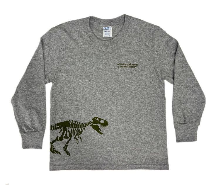 Youth Gray T.Rex Skeleton Wrap Around T-Shirt