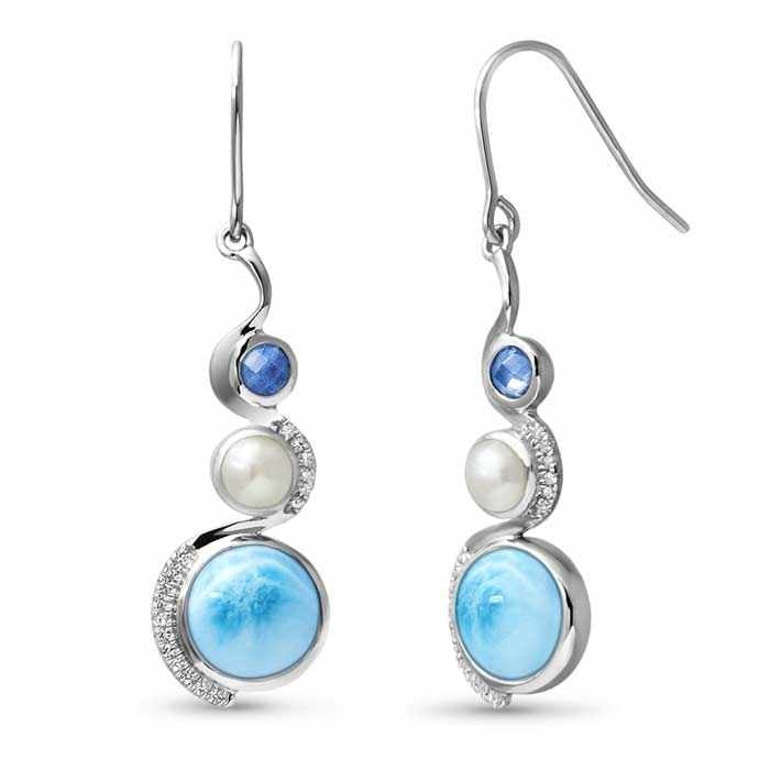 Larimar Zen Triple-Stone Drop Earrings