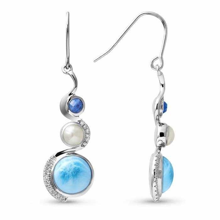 Larimar Zen Triple-Stone Drop Earrings