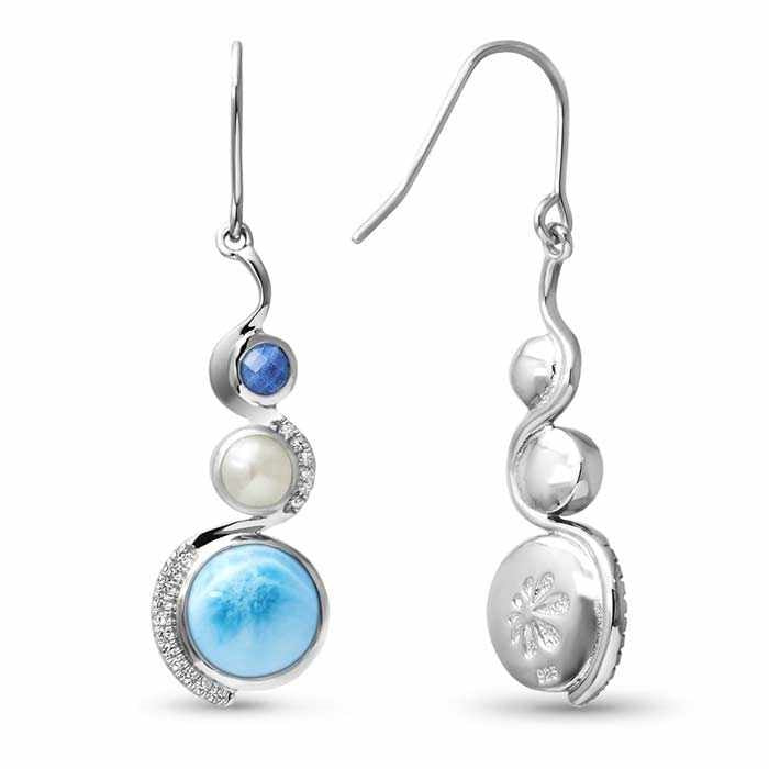 Larimar Zen Triple-Stone Drop Earrings