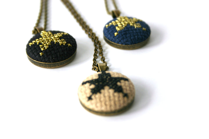Petite Hand Stitched Star Necklace