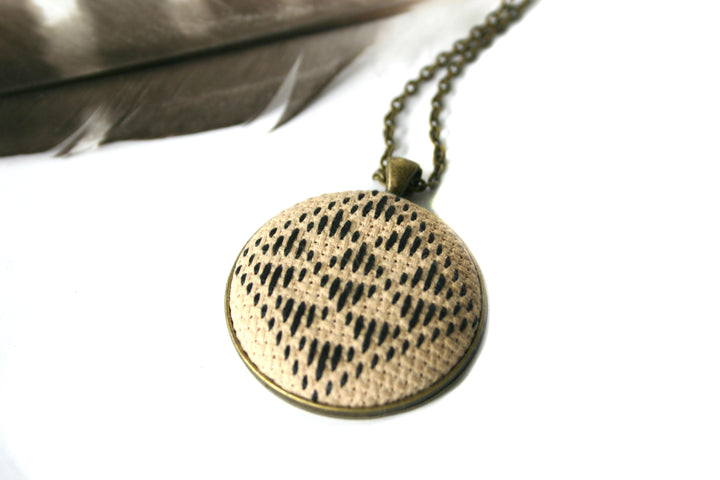 Harvest Hand Stitched Necklace in Black