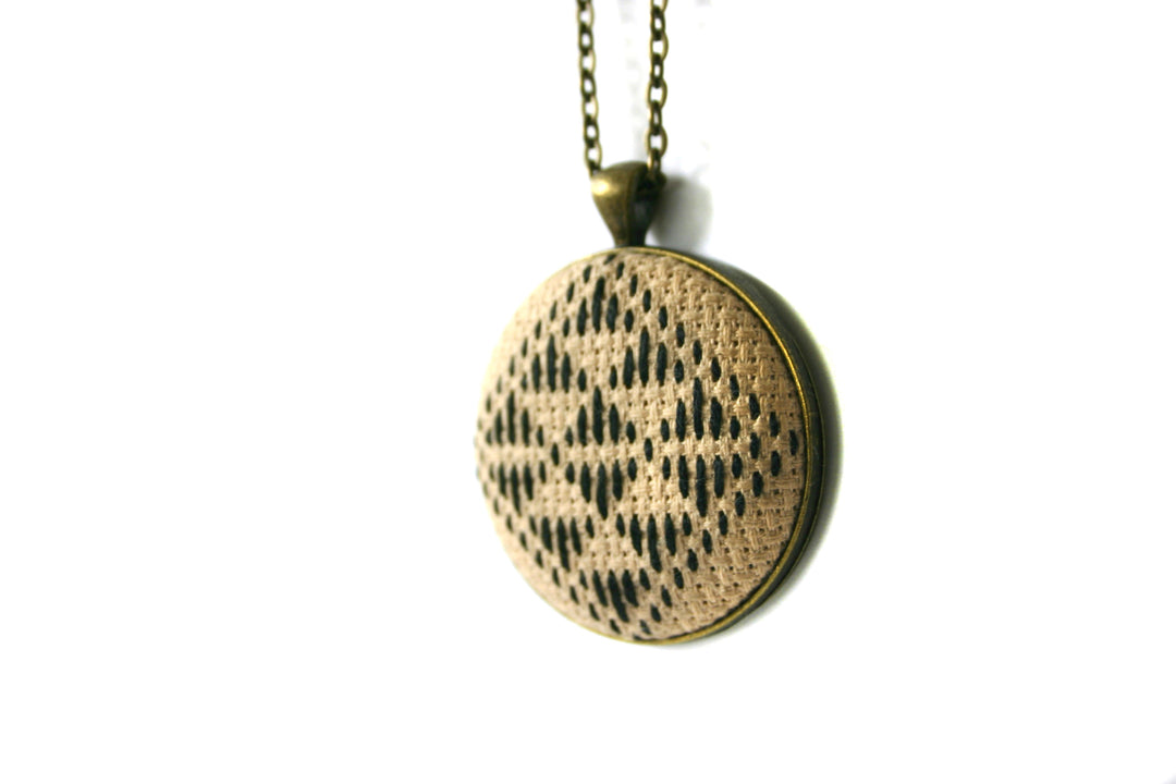 Harvest Hand Stitched Necklace in Black