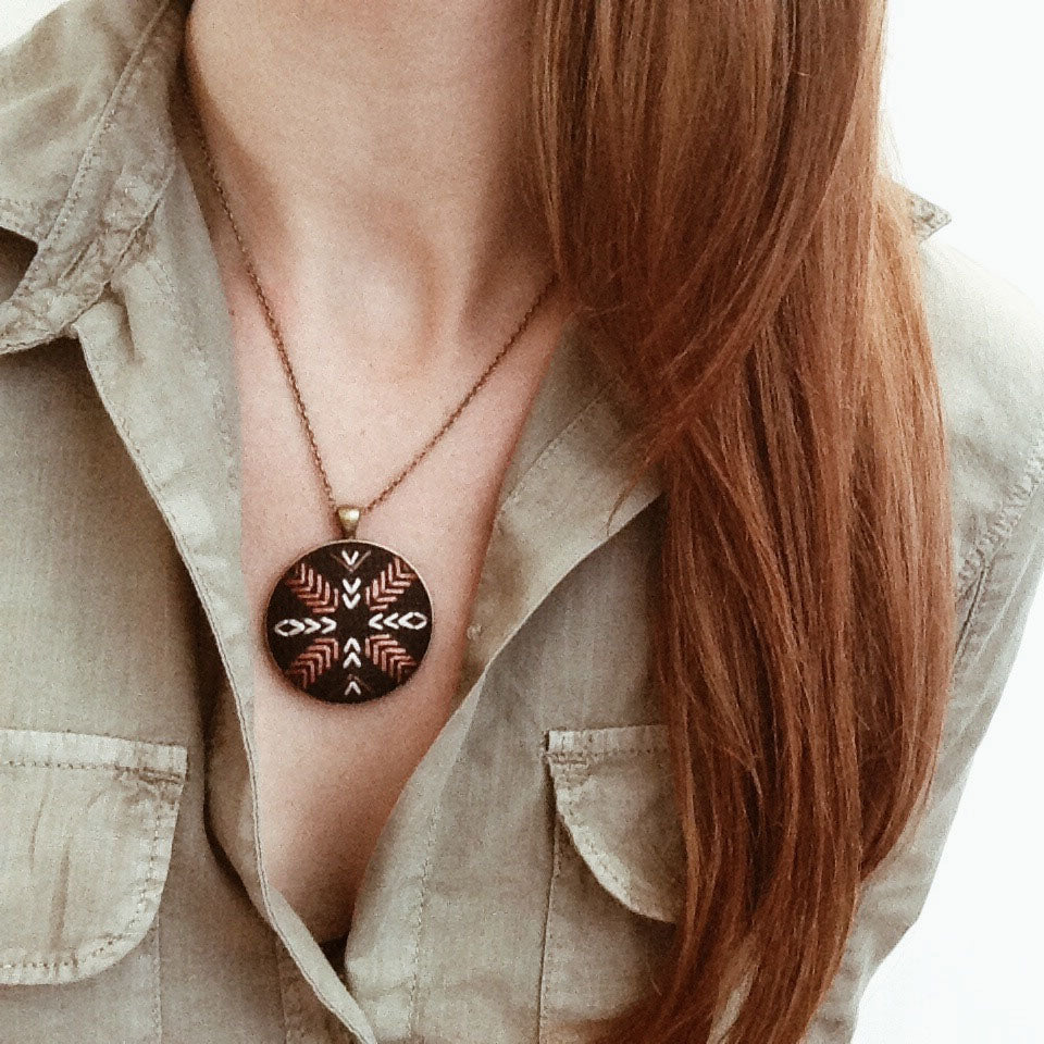 Mountain Hand Stitched Necklace in Blush