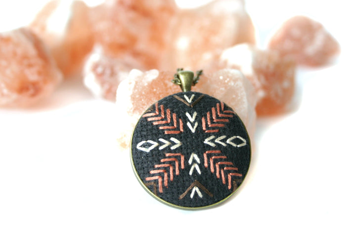 Mountain Hand Stitched Necklace in Blush