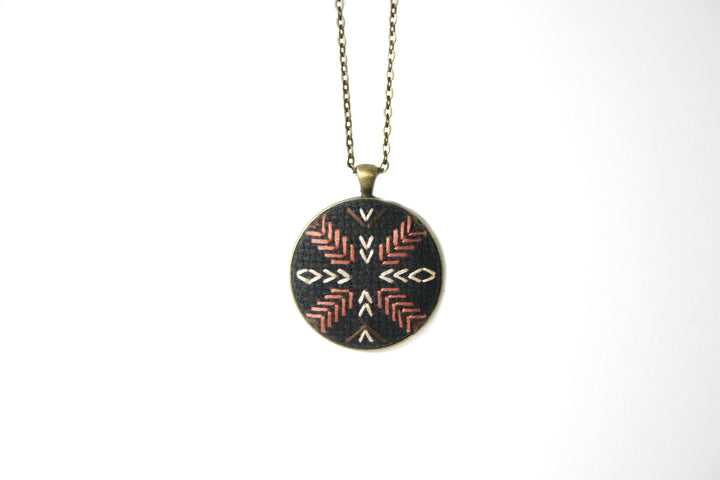 Mountain Hand Stitched Necklace in Blush