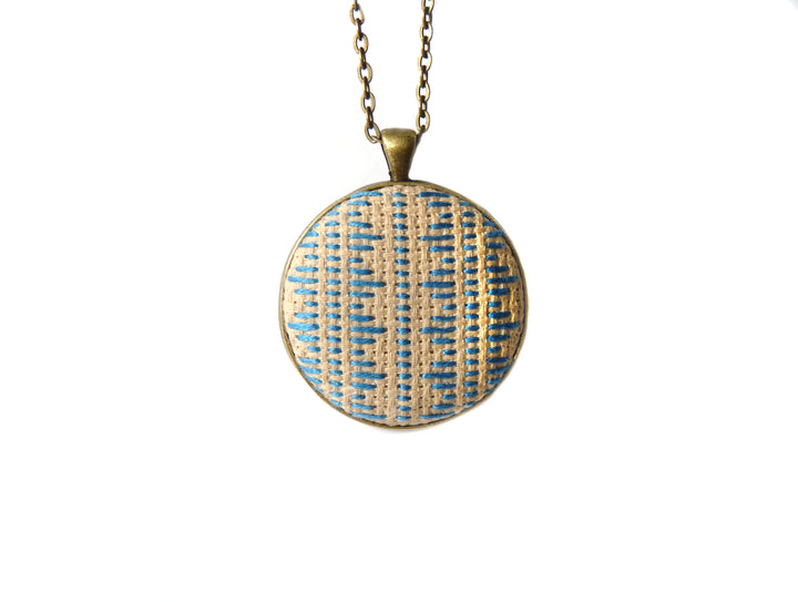 Hand Stitched Mountain Studio Necklace in Indigo